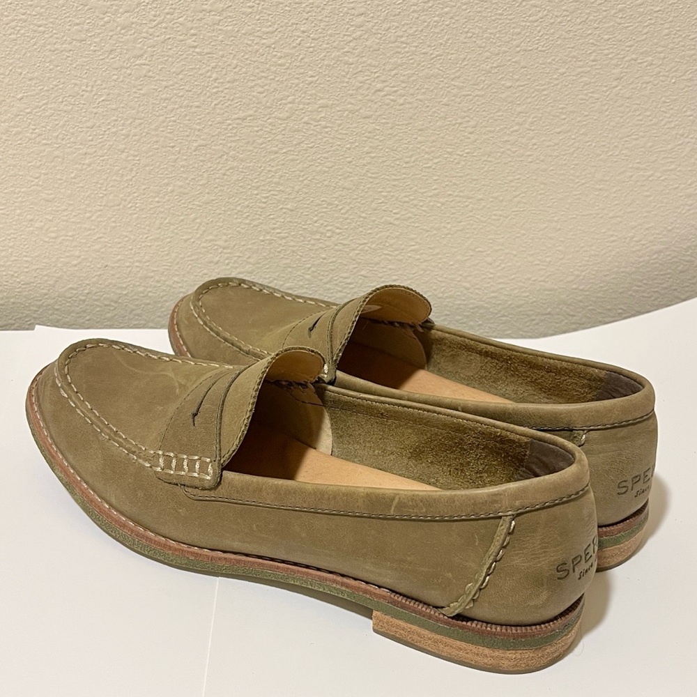 Women’s Sperry Leather Penny Loafers Greenish Khaki Color Size 8.5 - Picture 3 of 7